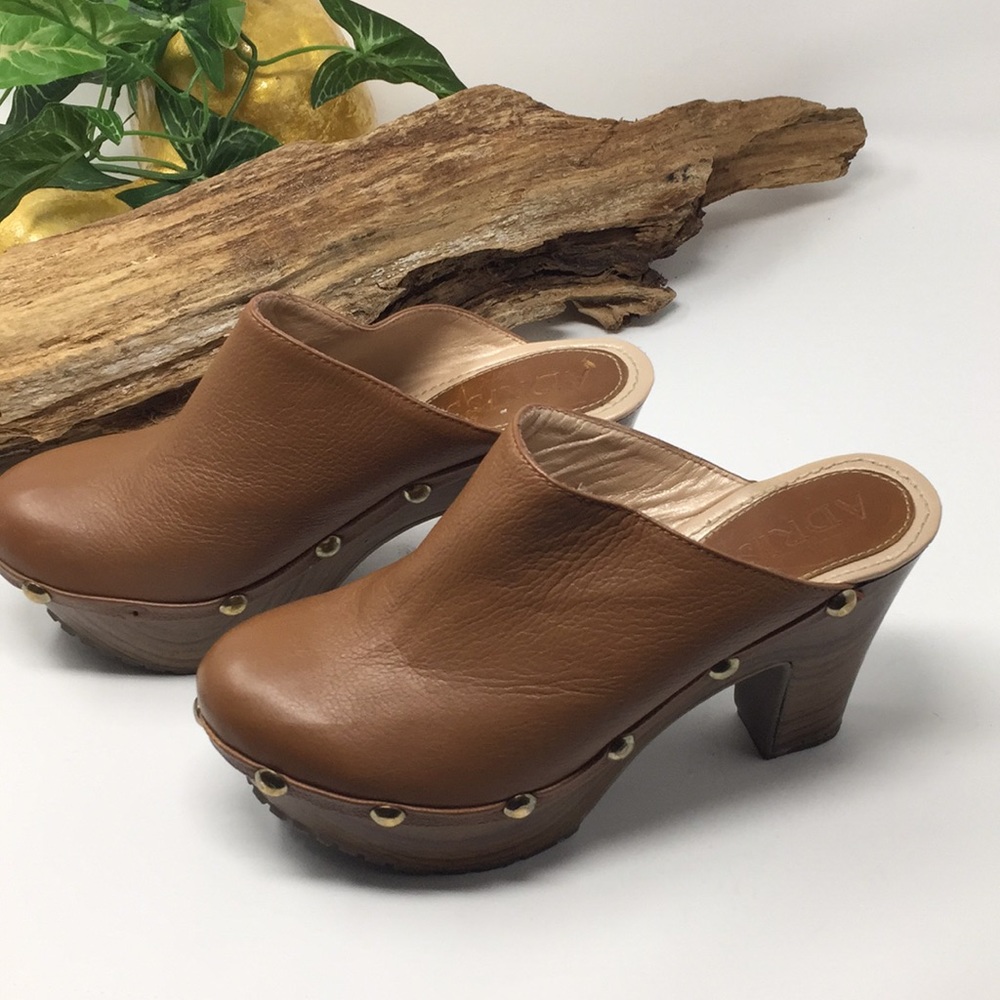 Mules Heels Slides Brown Leather Shoes Sz 6 6.5 - Picture 9 of 14